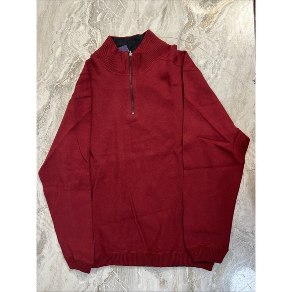 Alan Flusser Sweater Pullover Mens Medium ZipperRed